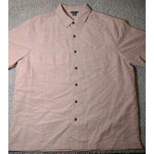 Royal Robbins Shirt Mens XL Pink Striped Button Up Modal Short Sleeve